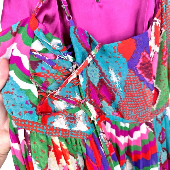 Anthropologie Maeve Tarana Printed Maxi Dress Lace Up SZ 4 - Picture 10 of 16